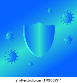 Shield Protecting (COVID-19) To Enter Building Immunity Vector Template