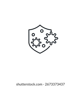Proteção de escudo contra um projeto de vetor plano Virus Icon