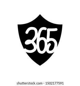 shield protection 365 infinity logo icon design illustration black