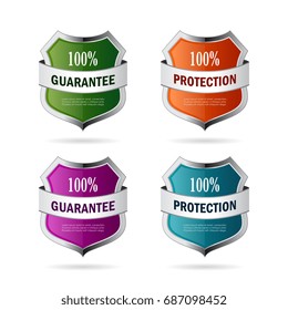 Shield protection abstract sign set vector illustration isolated on white background