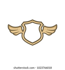 shield protection with angel bird wing vector art