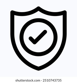 Escudo, Protección, Signo de cheque, Icono de Vector de seguridad, Interfaz de usuario, Experiencia de usuario, Icono de Vector lineal aislado.