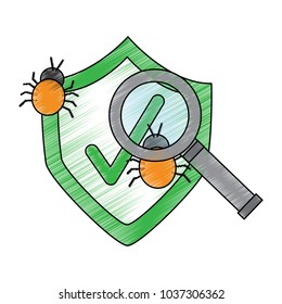 shield protection checkmark virus hacking search data