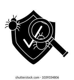 shield protection checkmark virus hacking search data