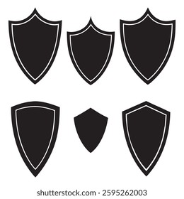 Shield protection defense armor guard security Shields collection Black silhouette