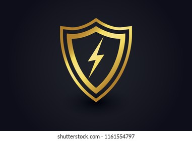 shield protection electricity logo template