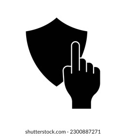 diseño de icono de protección de escudo. diseño de iconos de la mano y del escudo. aislado en fondo blanco