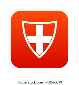Shield for protection icon digital red for any design isolated on white vector illustration