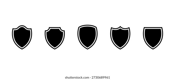 Shield protection icon set collection in flat and solid design. Defense, safety, and protect badge symbol