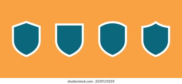 Shield, protection icon set in flat style. Defense, security sign symbol