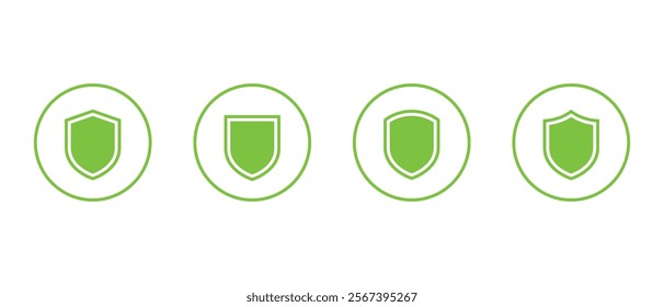 Shield protection icon set on circle line. Defense, security sign symbol