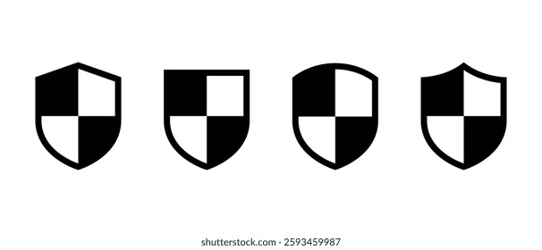 Shield protection icon set. Secure, protect sign. Safe, security symbol