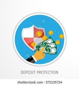 Shield protection illustration - Flat design - Icon background