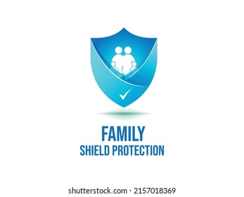 Shield Protection Illustration. Safety Logo Icon. Material Design Flat Style. Anti Virus. Family Shield Protection