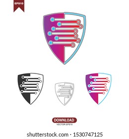 Shield protection illustration vector design. Safety logo icon.Anti virus