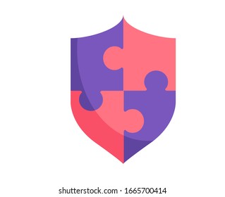 shield protection jigsaw puzzle vector illustration
