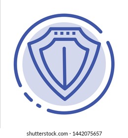 Shield, Protection, Locked, Protect Blue Dotted Line Line Icon