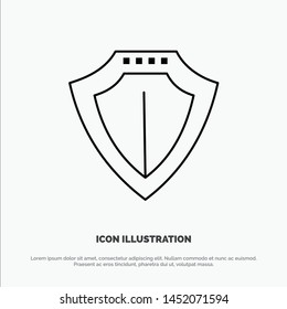 Shield, Protection, Locked, Protect Line Icon Vector