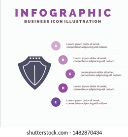 Shield, Protection, Locked, Protect Solid Icon Infographics 5 Steps Presentation Background