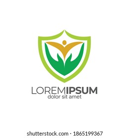 Plantilla de diseño de logotipo de cuarentena humana de virus - icono vector