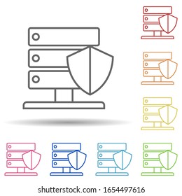 Shield protection in multi color style icon. Simple thin line, outline vector of virus antivirus icons for ui and ux, website or mobile application