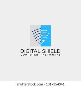 shield protection network logo template vector illustration icon element