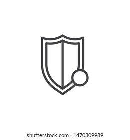 Shield protection notification line icon. linear style sign for mobile concept and web design. Safety shield notice outline vector icon. Symbol, logo illustration. Vector graphics