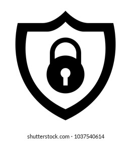 shield protection padlock secure data vector illustration  black and white graphic  