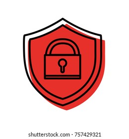 shield protection with padlock symbol security