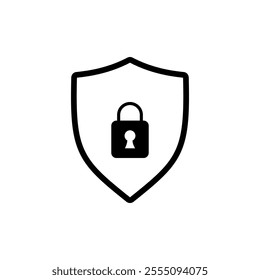 Shield Protection with padlock vector icon logo. Internet security icon. Cyber security icon vector