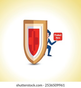 Shield Protection People Hiding Behind Shield Stock Illustration