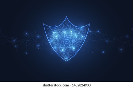 Shield protection. Premium security with dot and line connection. Vector illustration