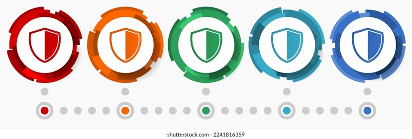 Shield, protection, security concept concept vector icon set, flat design pointers, infographic template