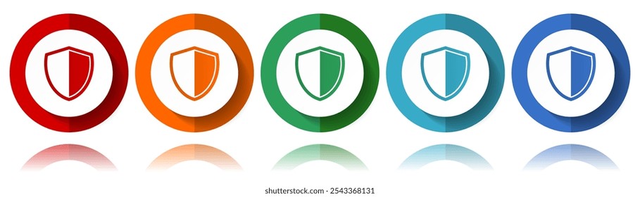 Shield, protection, security concept vector icons, flat icon set for logo design, webdesign and mobile applications, colorful web button collection in eps 10