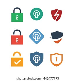 Shield Protection Security Logo Icon Set 