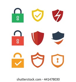 Shield Protection Security Logo Icon Set 