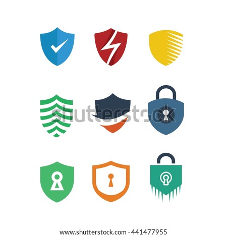Shield Protection Security Logo Icon Set 