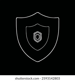 shield, protection, security, safety, strength, layered, graphic, design, abstract, vector, black and white, monochrome, modern, minimalist, logo, icon, emblem, defence, safety, secure, strong