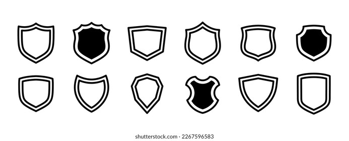 Shield, protection and security symbol set illustration