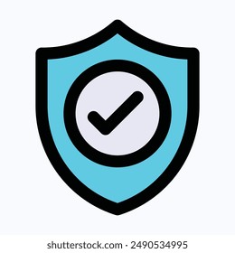 Shield, Protection, Security Vector Icon, Isolated Lineal Color Vector Icon.