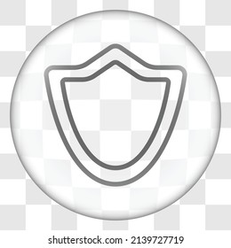 Schildschutzsymbol. Flaches Design. Glasknopf auf transparentem Raster.ai