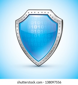 Shield protection symbol. Vector safety emblem
