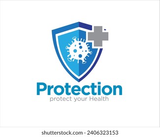 shield protection from virus logo designs and medical care logo