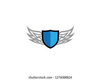 Shield protection with wings logo