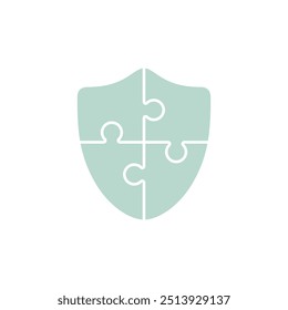 Icono del rompecabezas del escudo. Ilustración vectorial
