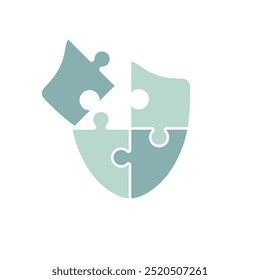 Icono del rompecabezas del escudo. Ilustración vectorial