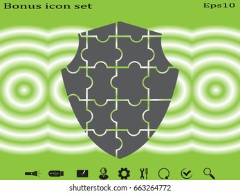 shield puzzle, icon, vector illustration eps10