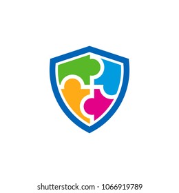 Shield Puzzle Logo Icon Design