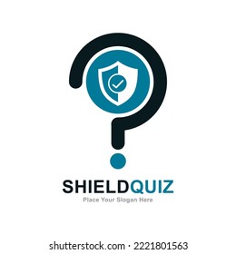 Shield question logo design vector. Suitable for business, technology and question mark
