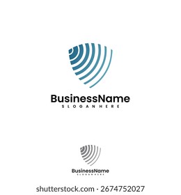 Diseño de logotipo de línea abstracta de escáner de radar y sonar. Ilustración vectorial